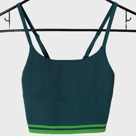 Victoria's Secret PINK Soft Seamless Longline Sports Bra Green Women's Small New - Picture 1 of 13